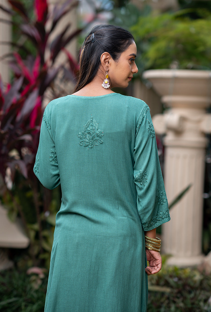 Thandai-Green-Rayon-kurta-And-Dhoti-Set