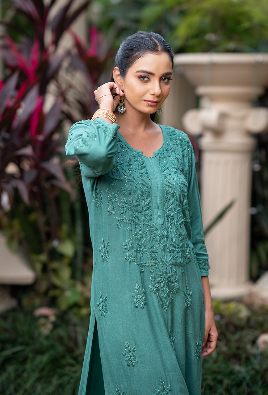 Thandai-Green-Rayon-kurta-And-Dhoti-Set