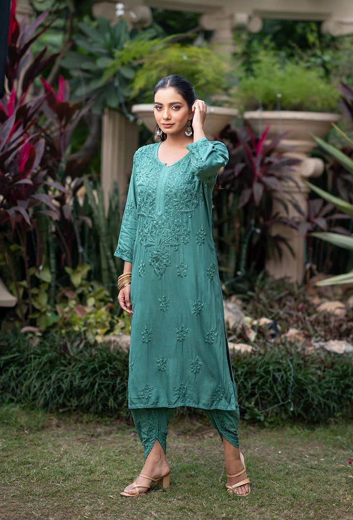 Thandai-Green-Rayon-kurta-And-Dhoti-Set