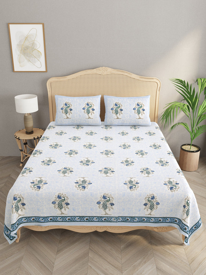 Blue-Cotton-Bedsheet-Set-Gift-Box-(Bedsheet-With-2-Pillow-Covers)