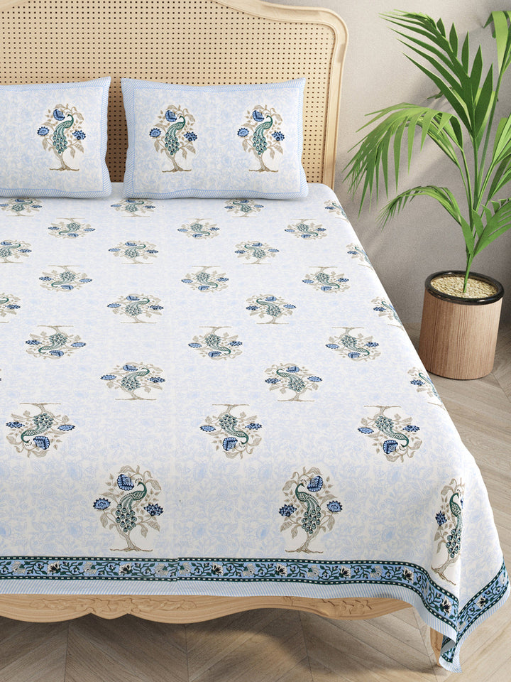 Blue-Cotton-Bedsheet-Set-Gift-Box-(Bedsheet-With-2-Pillow-Covers)