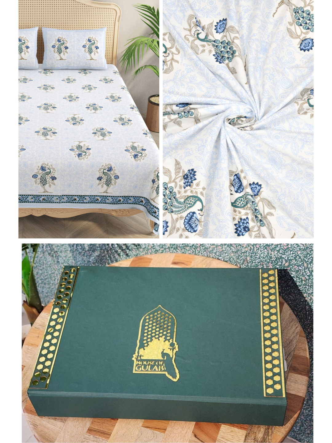 Blue-Cotton-Bedsheet-Set-Gift-Box-(Bedsheet-With-2-Pillow-Covers)