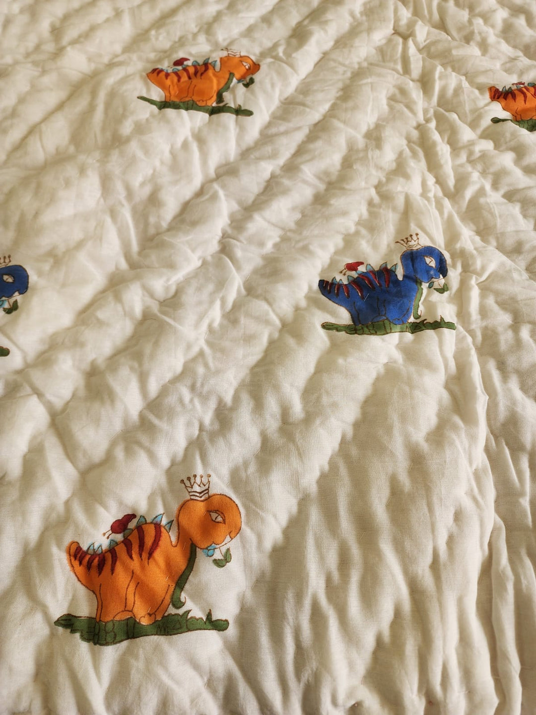 Cream-Mulmul-Handblock-Printed-Kids-Razai/-Quilt