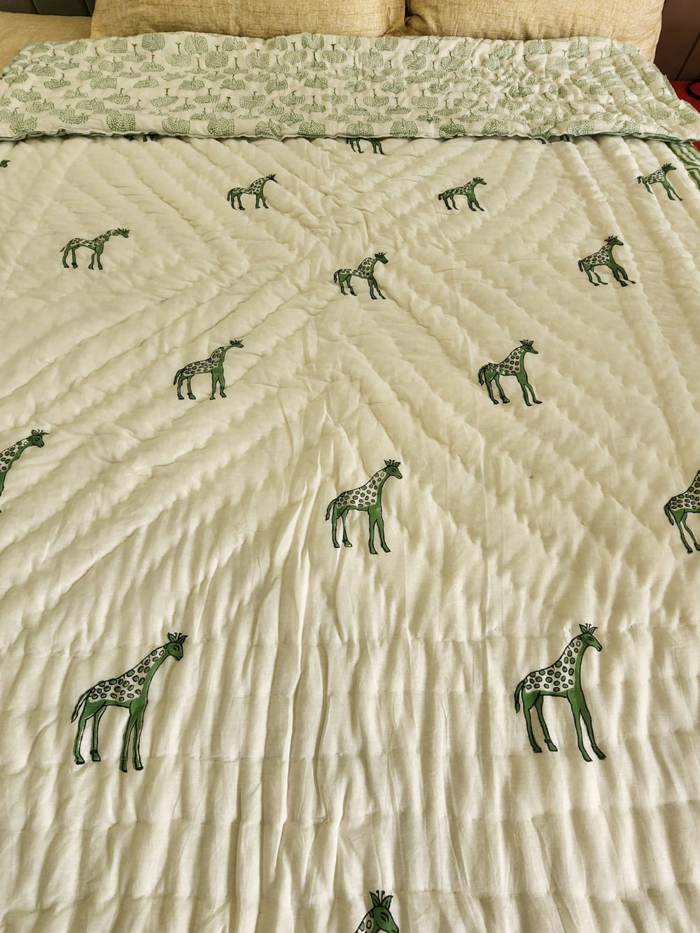 Cream-Mulmul-Handblock-Printed-Kids-Razai/-Quilt