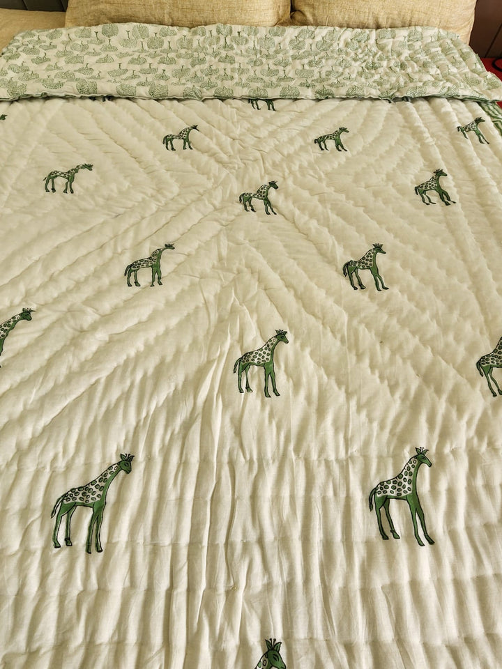 Cream-Mulmul-Handblock-Printed-Kids-Razai/-Quilt