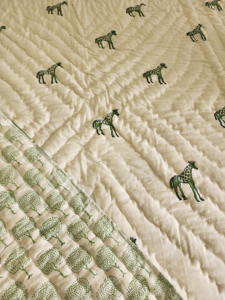 Cream-Mulmul-Handblock-Printed-Kids-Razai/-Quilt