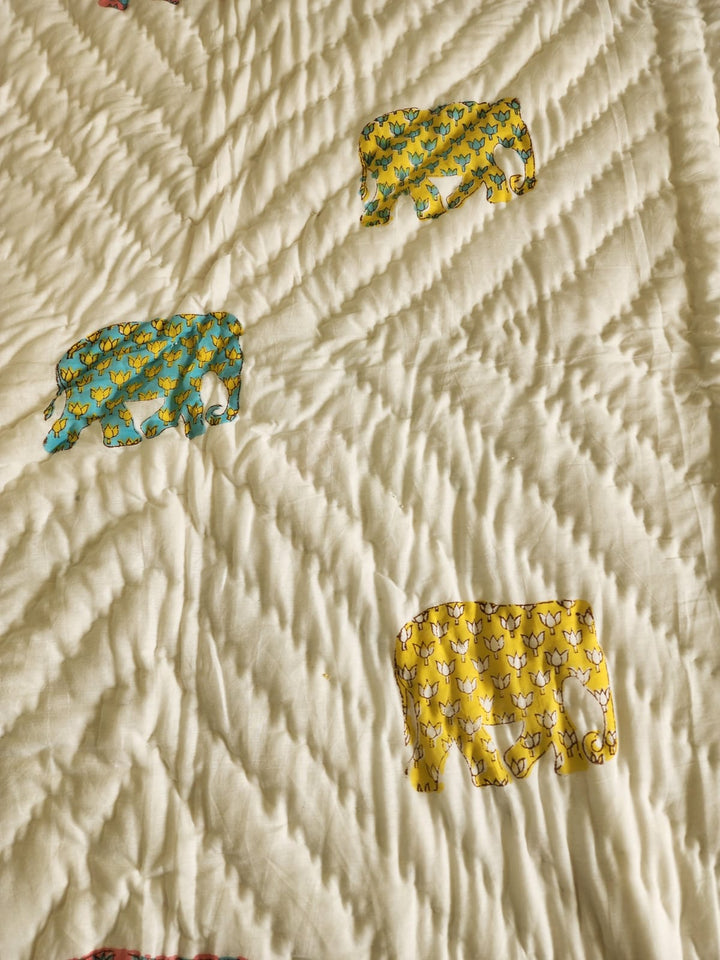 Cream-Mulmul-Handblock-Printed-Kids-Razai/-Quilt