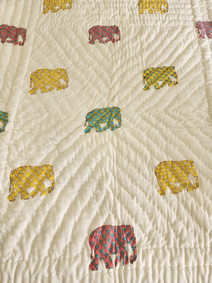 Cream-Mulmul-Handblock-Printed-Kids-Razai/-Quilt