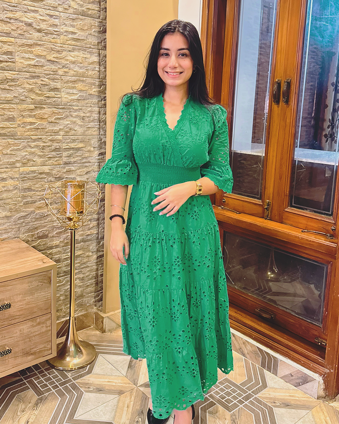 Green-Cotton-Schiffli-Smocked-Maxi-Dress