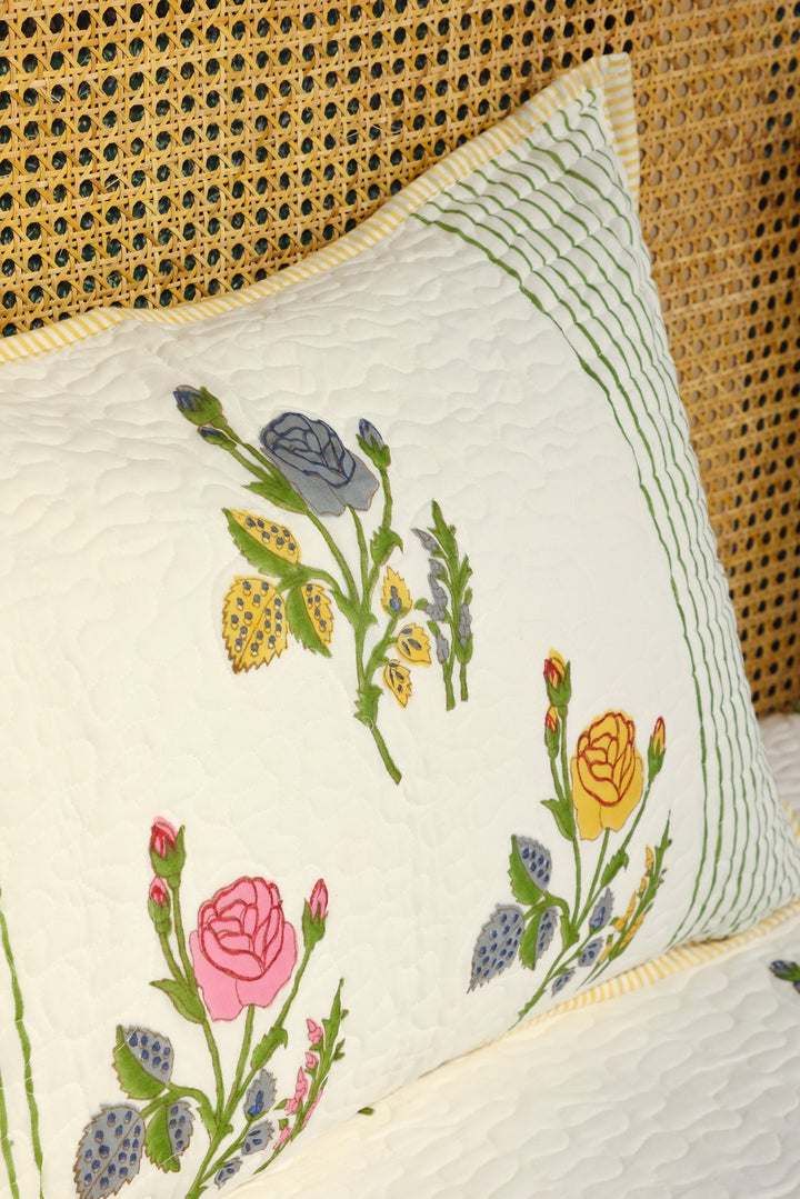 Cream-Cotton-Handblock-Print-Bedcover-With-2-Pillow-Covers