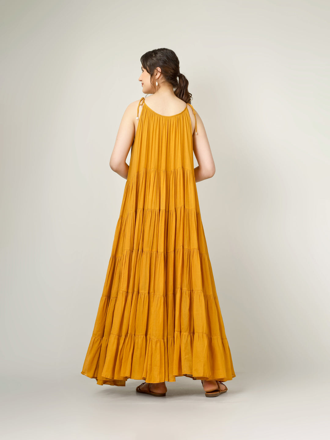 Mustard Multi Tier Maxi Dress