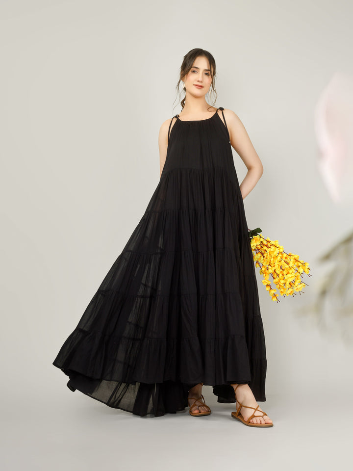 Black Multi Tier Maxi Dress