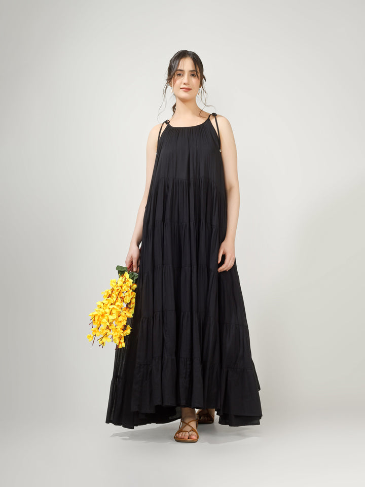 Black Multi Tier Maxi Dress