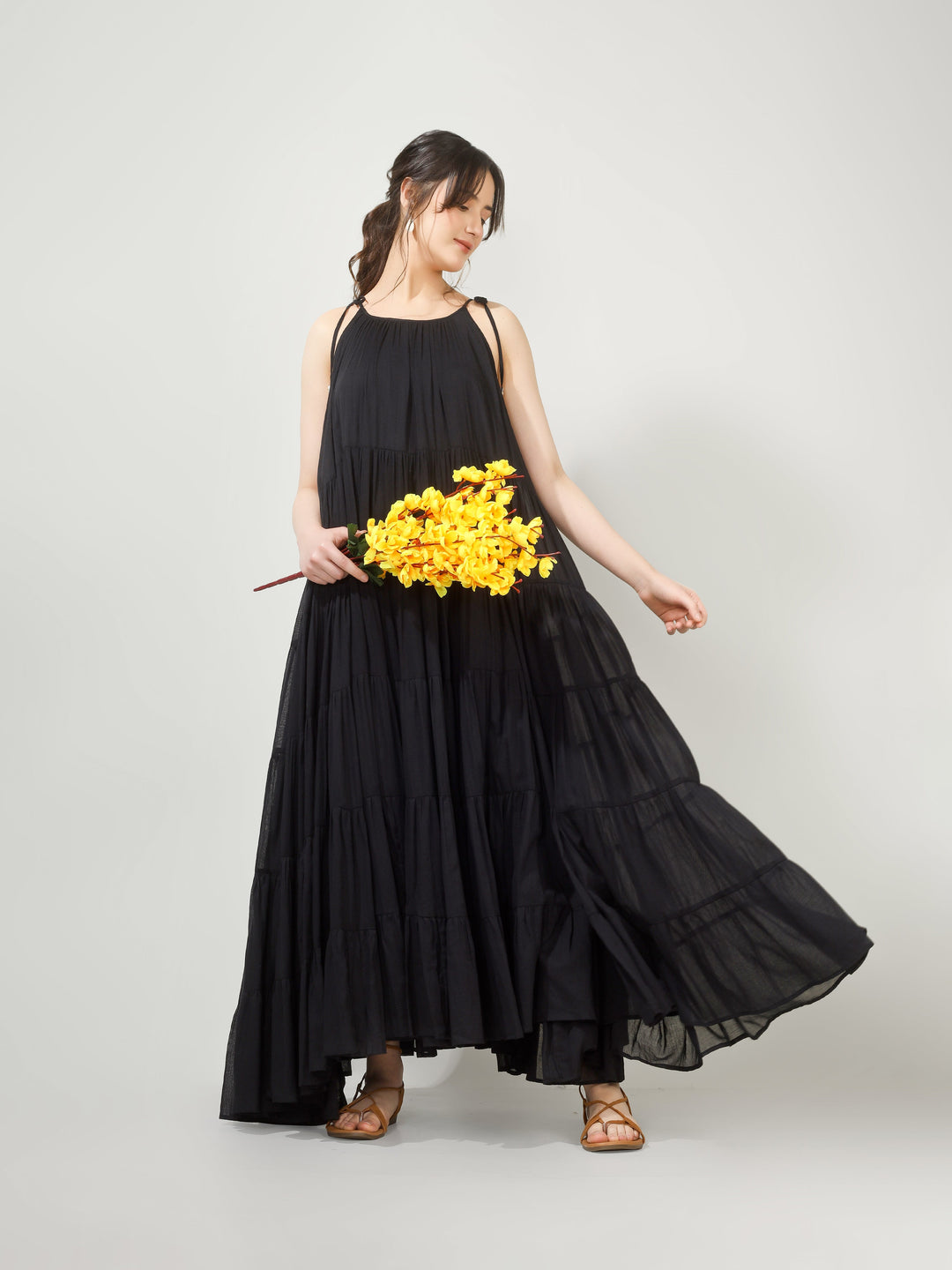 Black Multi Tier Maxi Dress