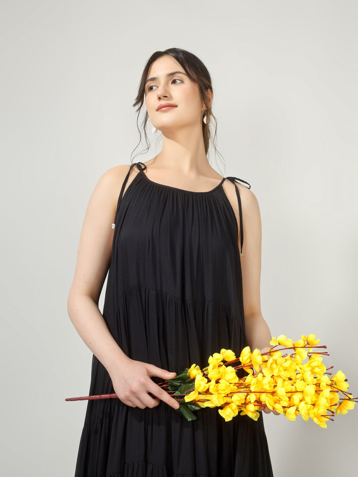 Black Multi Tier Maxi Dress