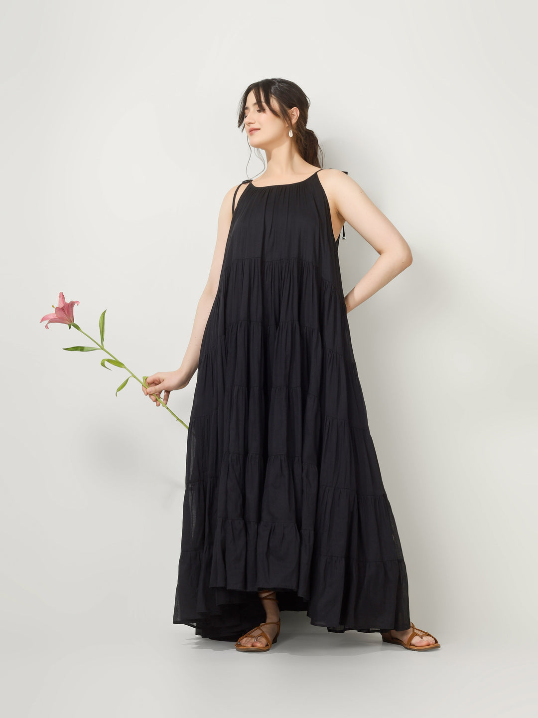 Black Multi Tier Maxi Dress