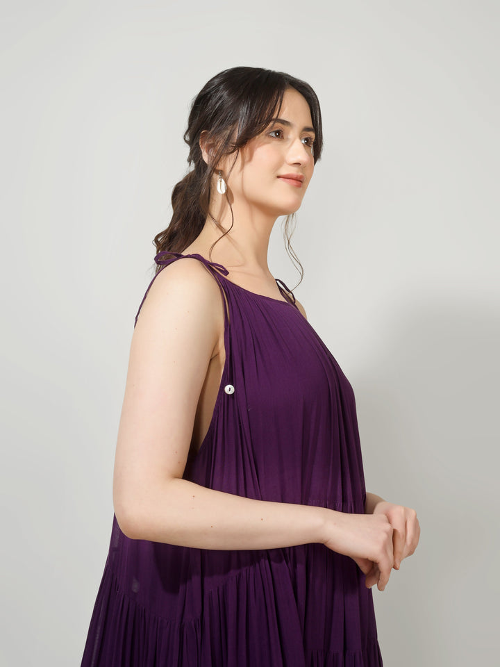 Purple Multi Tier Maxi Dress
