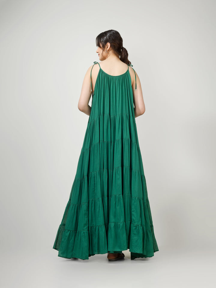 Emerald Green Multi Tier Maxi Dress