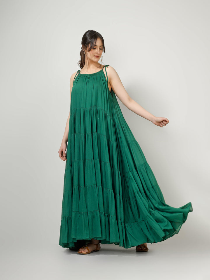 Emerald Green Multi Tier Maxi Dress