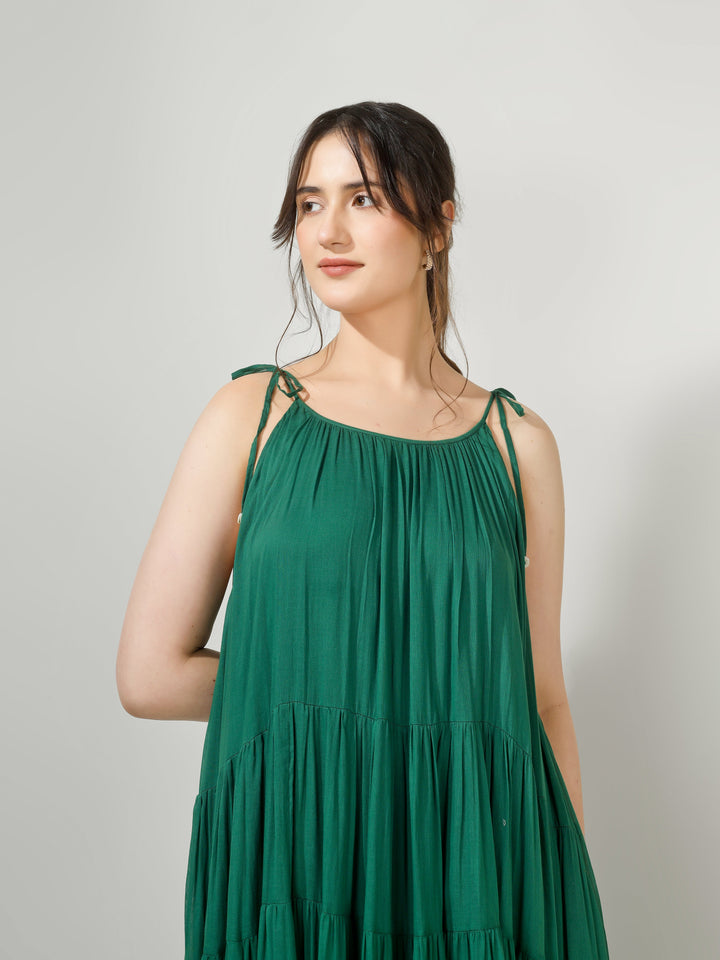 Emerald Green Multi Tier Maxi Dress