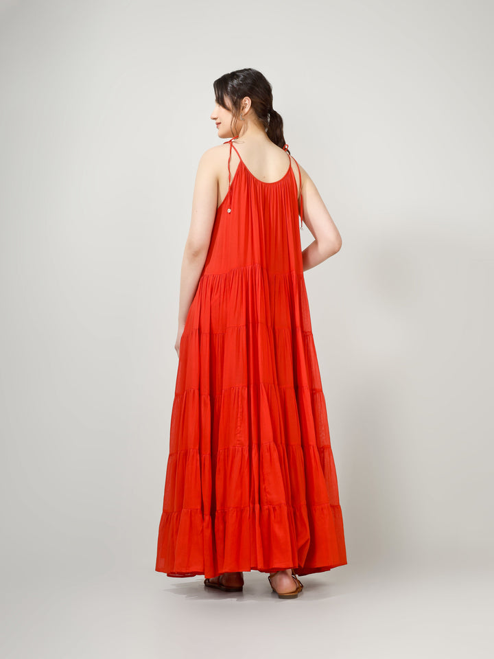 Orange Multi Tier Maxi Dress
