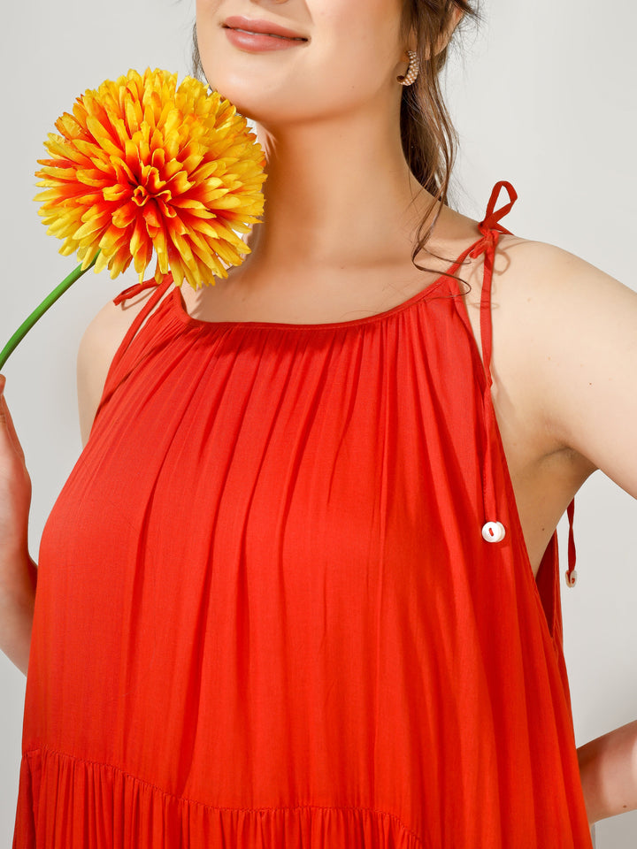 Orange Multi Tier Maxi Dress
