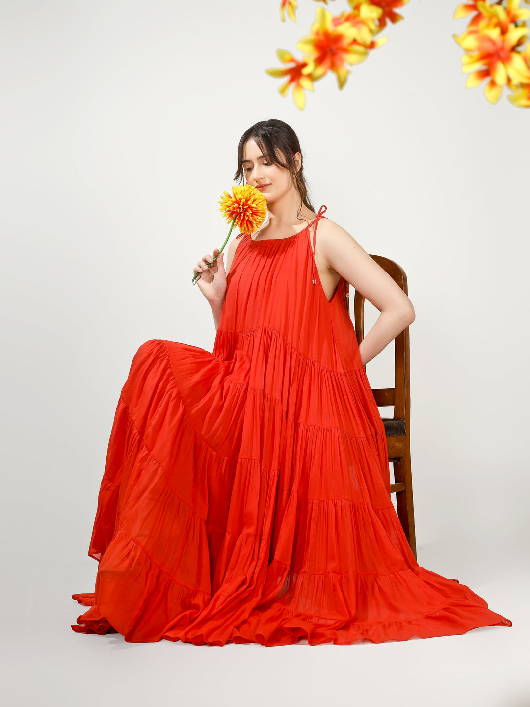 Orange Multi Tier Maxi Dress