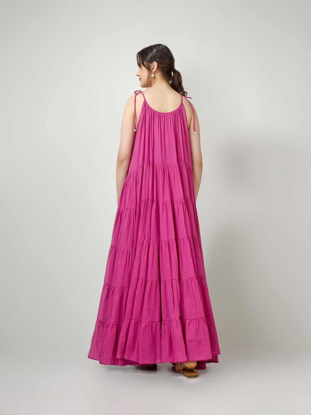 Raspberry Multi Tier Maxi Dress