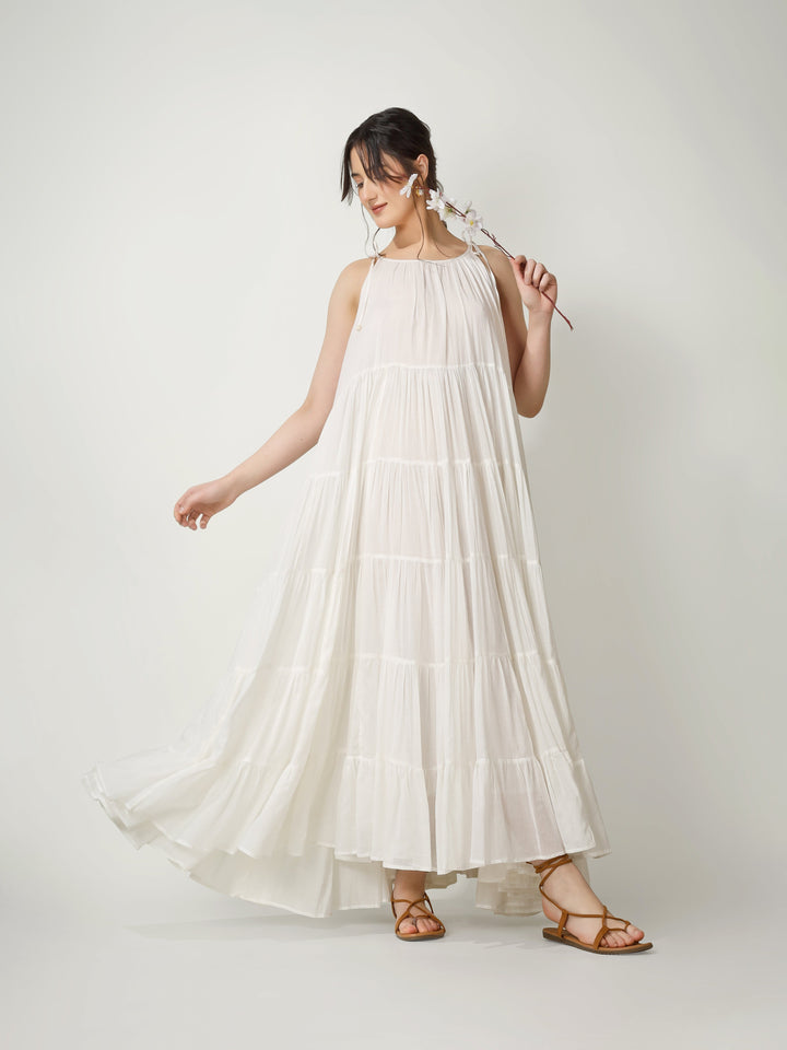 Ivory Multi Tier Maxi Dress