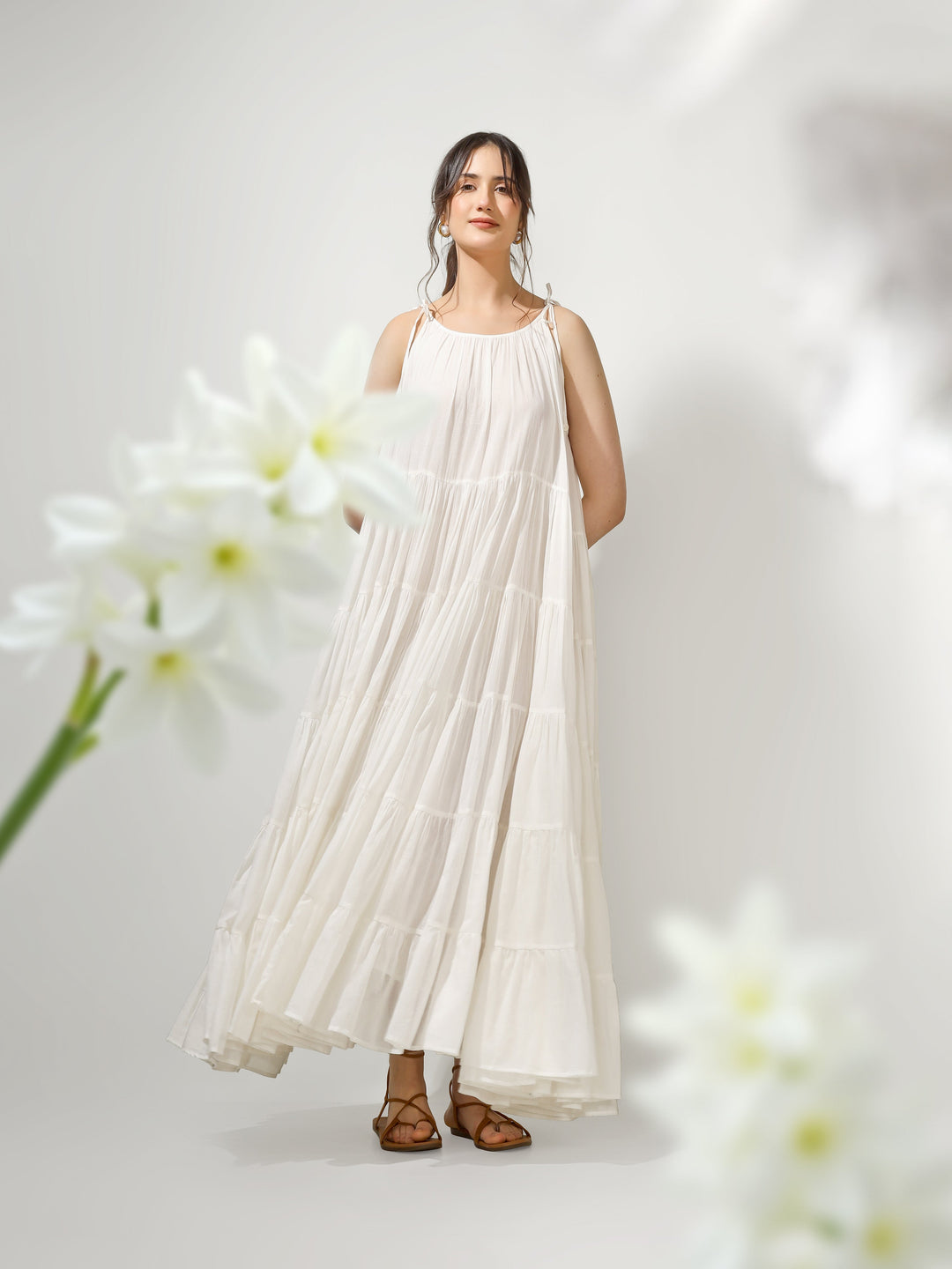 Ivory Multi Tier Maxi Dress