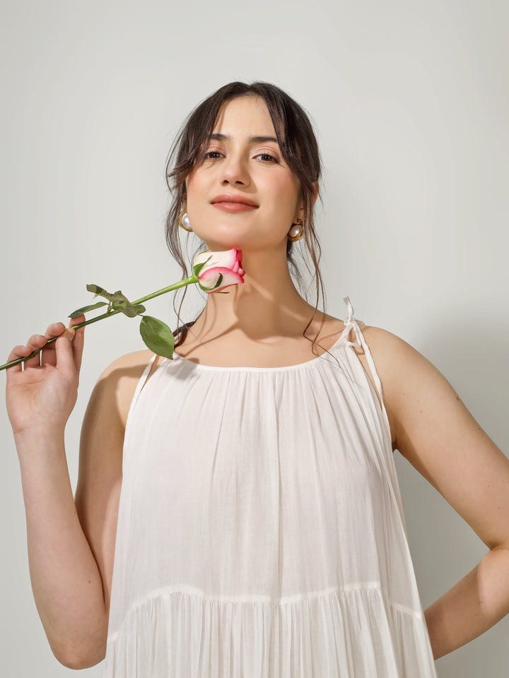 Ivory Multi Tier Maxi Dress