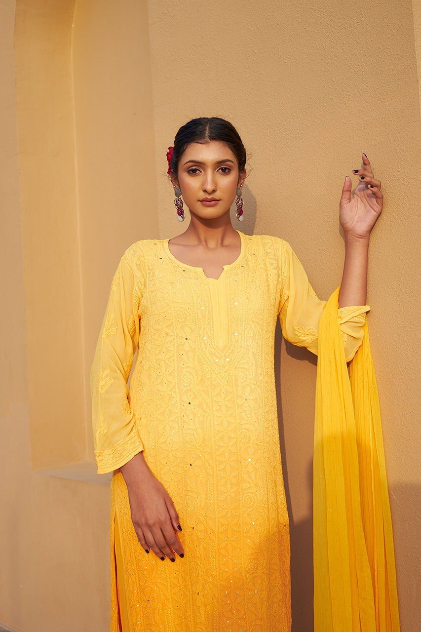 Zuri-Yellow-Georgette-kurta-&-Palazzo-With-Dupatta-&-Inner