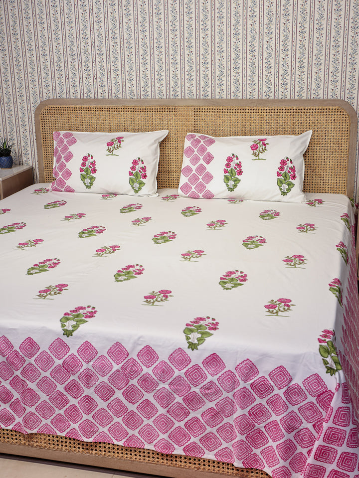 White-Premium-Percale-Cotton-Bedsheet-With-2-Pillow-Covers