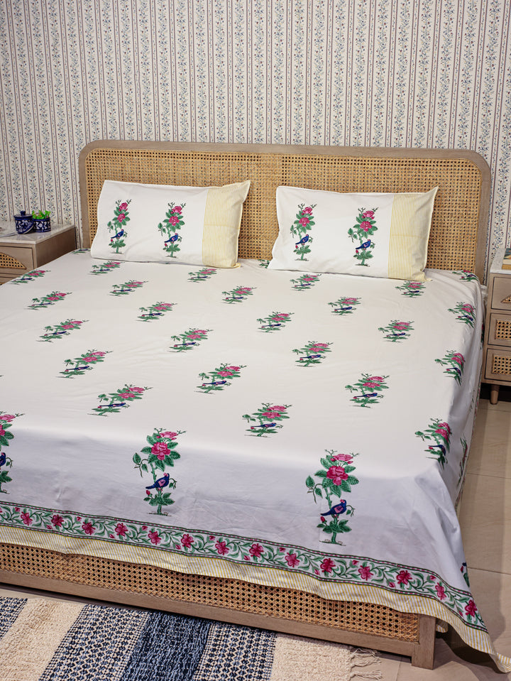 White-Cotton-Premium-Percale-Bedsheet-With-2-Pillow-Covers