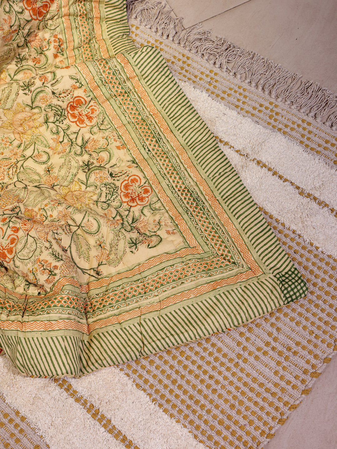 Multicolor-Cotton-Handblock-Printed-Jaipuri-Razai/Quilt