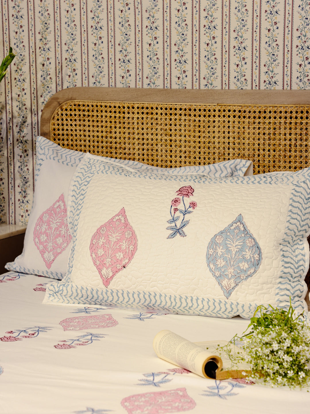 Cream-Cotton-600-Tc-Handblock-Print-Bedsheet-Set