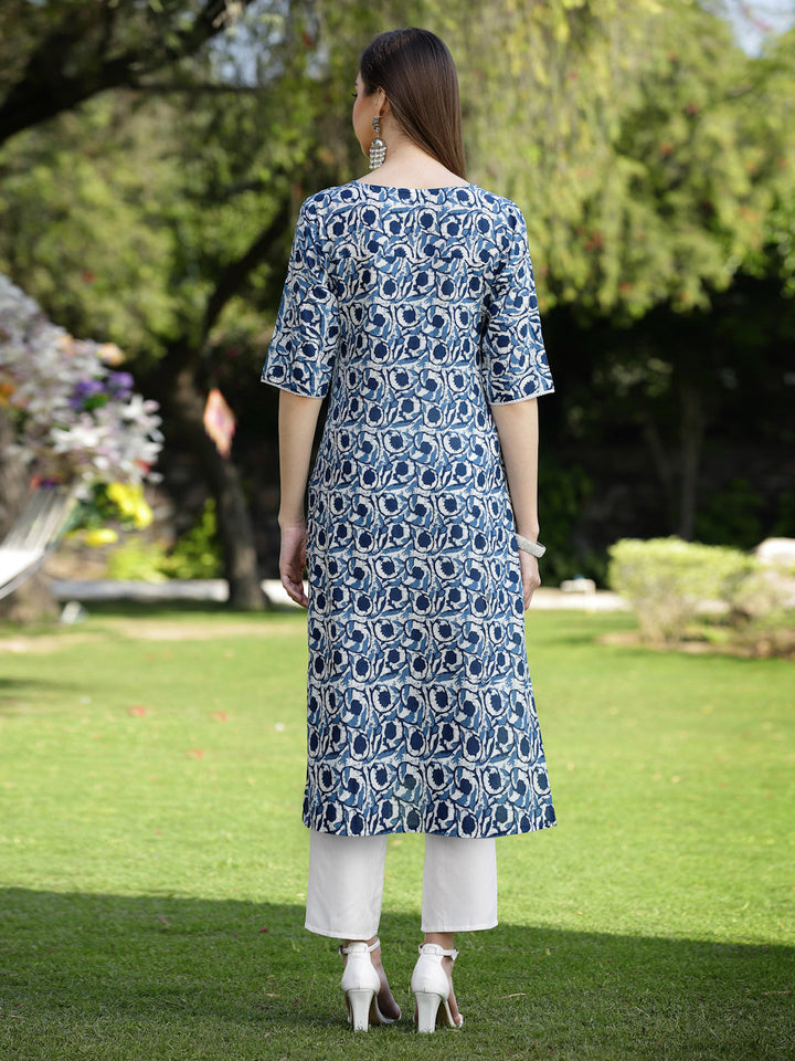 Indigo-Cotton-Printed-Slub-Straight-Kurta-Only