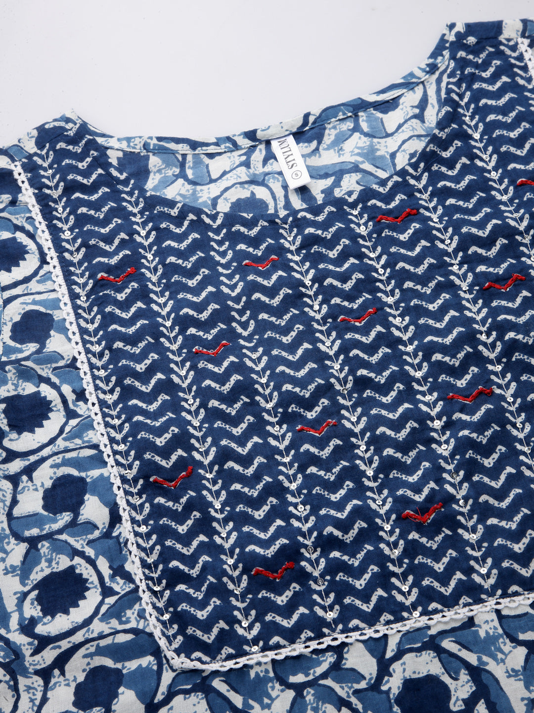 Indigo-Cotton-Printed-Slub-Straight-Kurta-Only