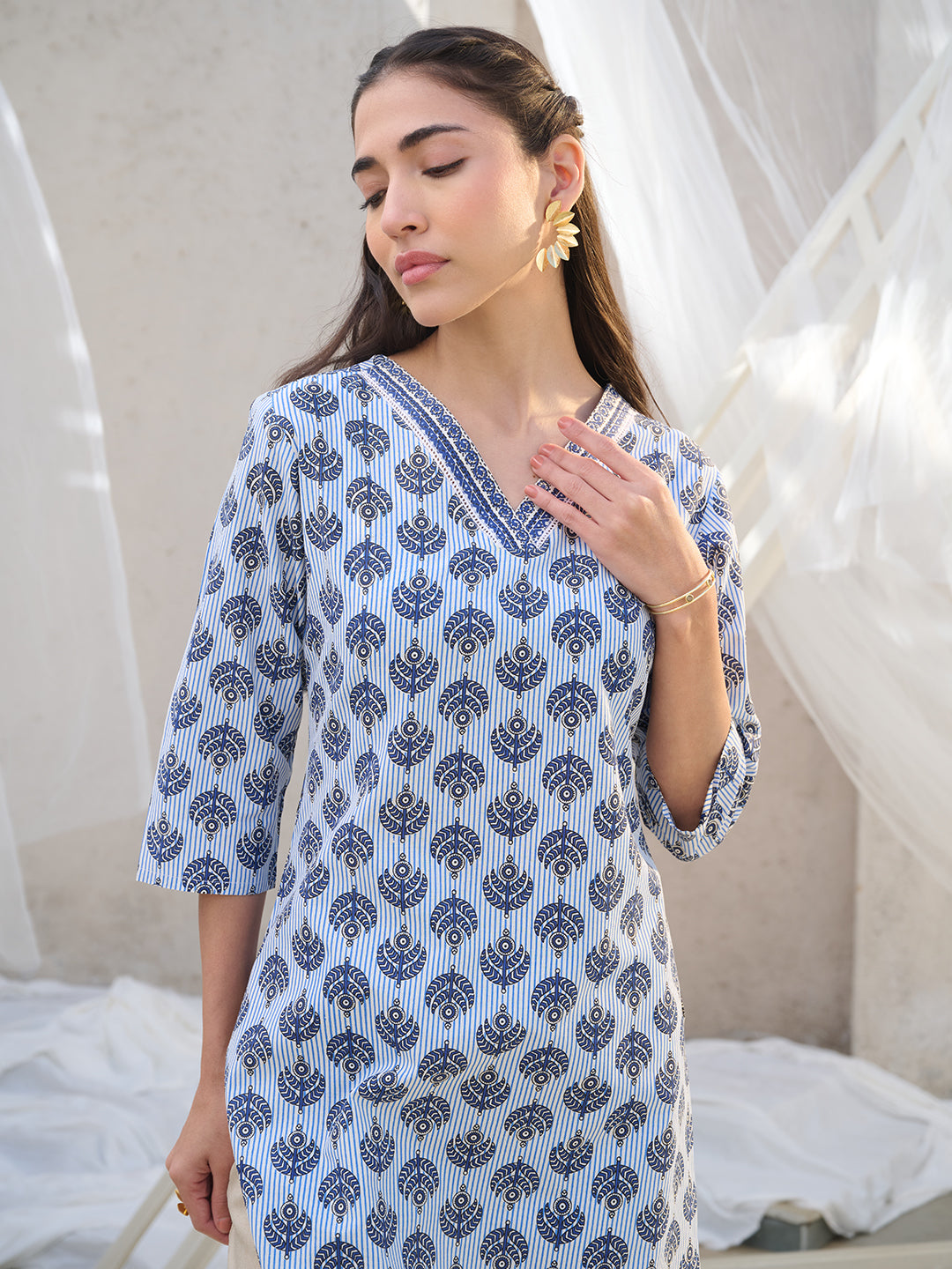 Striped-Cotton-Printed-Straight-Kurta-Only