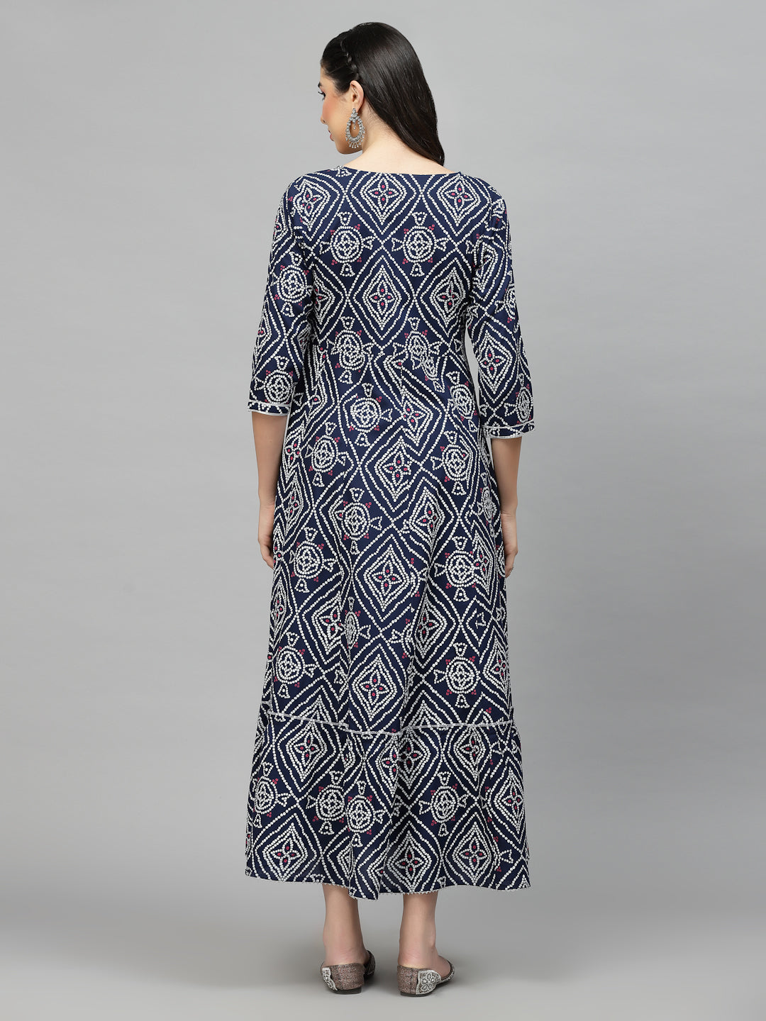 Black-Bandhej-Rayon-Printed-Tiered-Kurta-Only