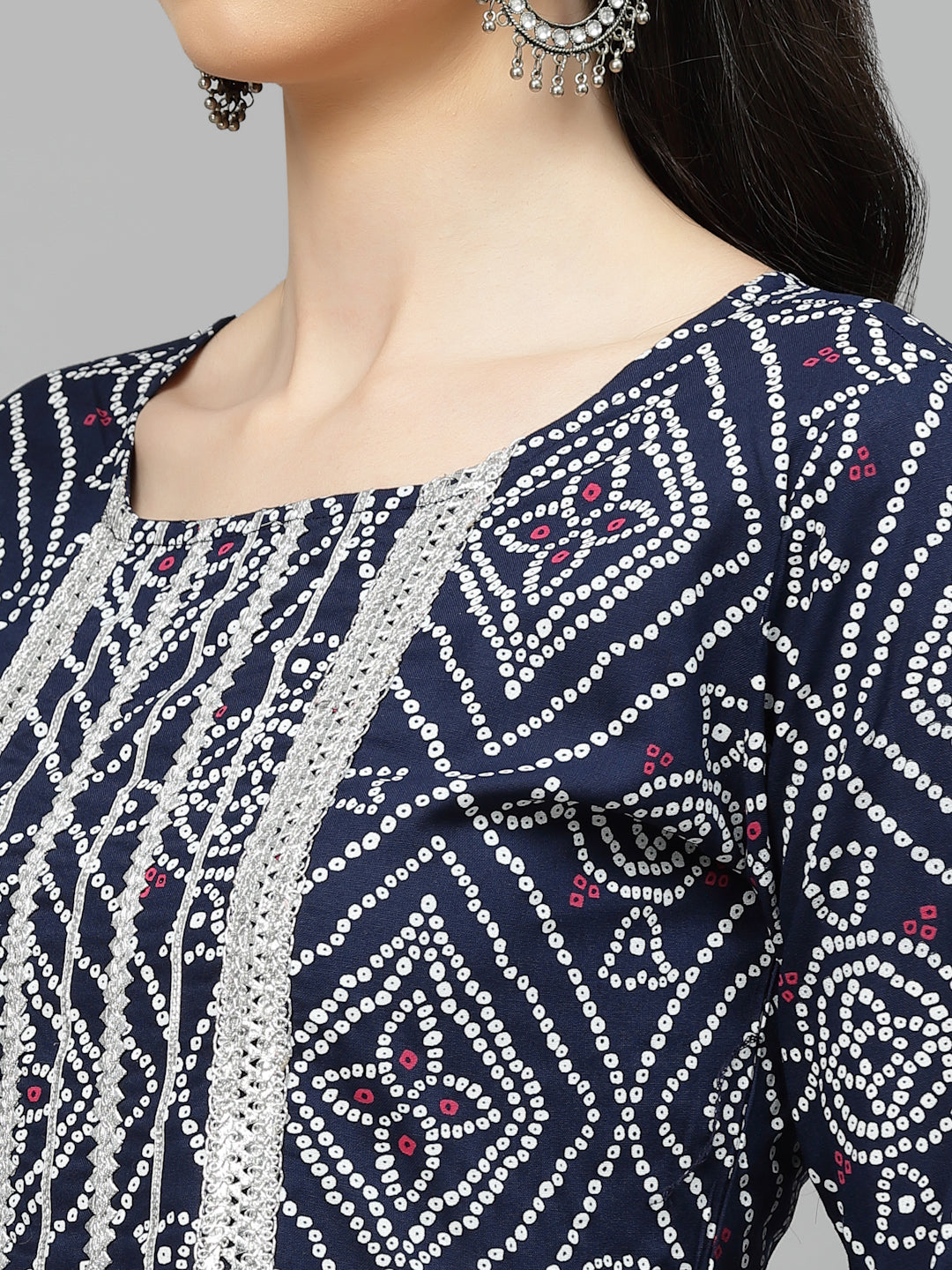 Black-Bandhej-Rayon-Printed-Tiered-Kurta-Only