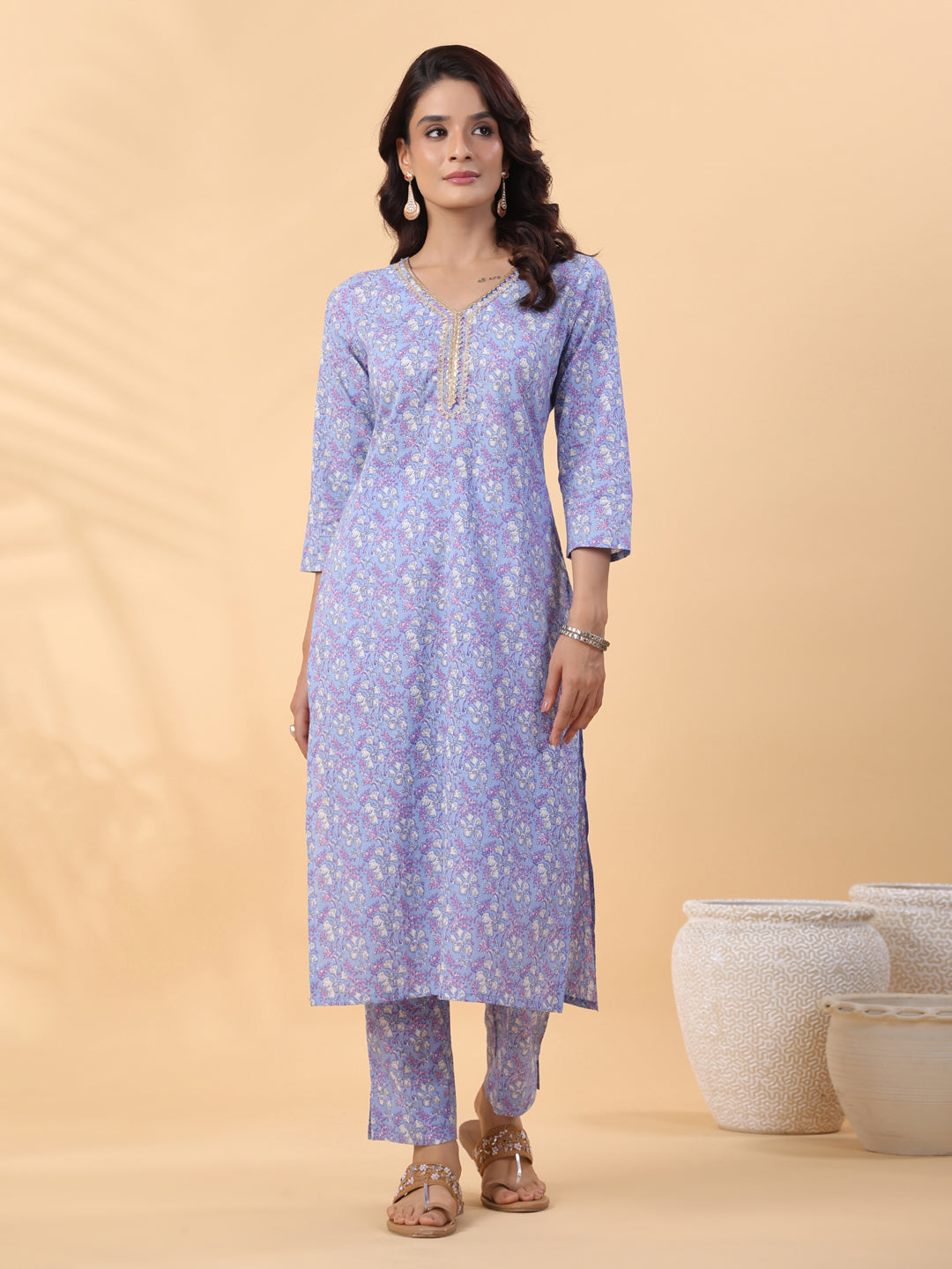 ZERESOUQ-Ice-Blue-Cambric-Regular-2-Piece-Kurta-Set