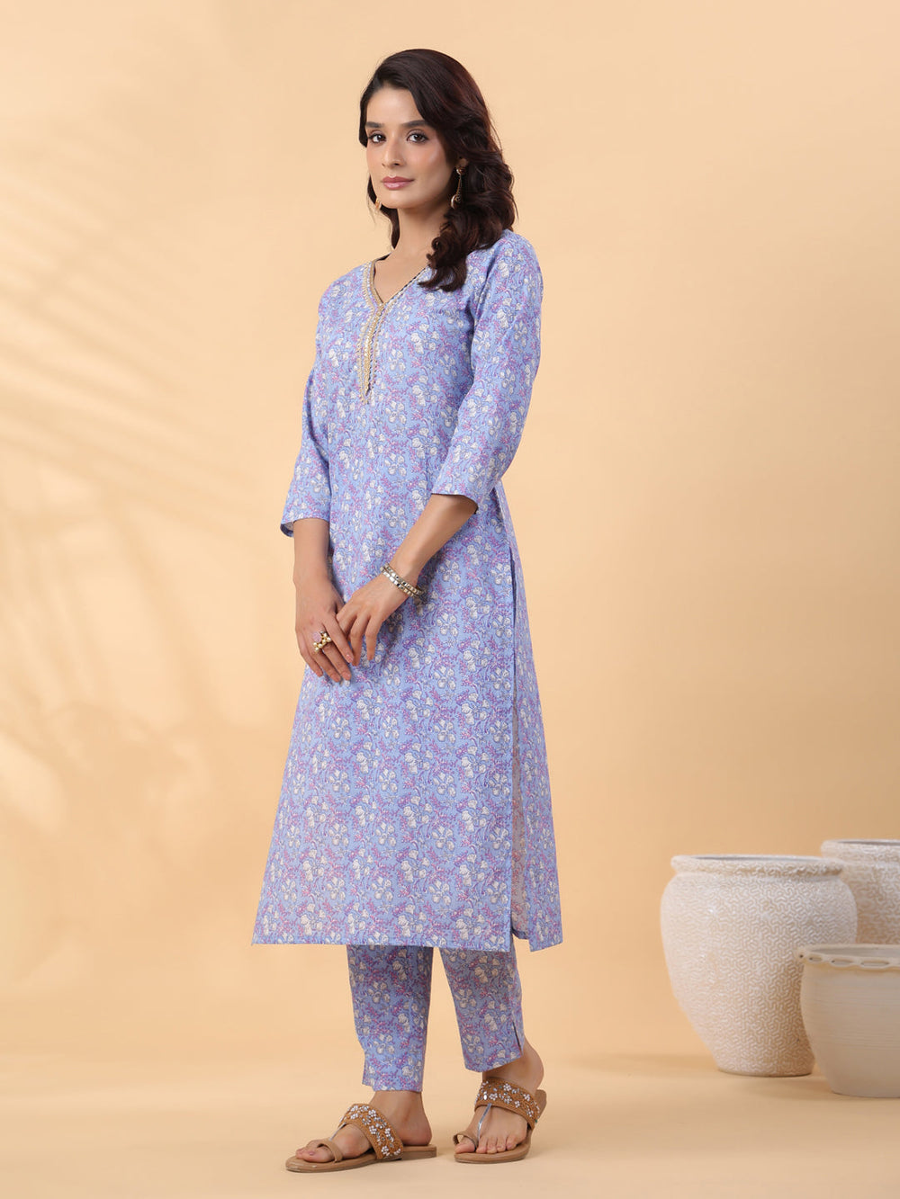 ZERESOUQ-Ice-Blue-Cambric-Regular-2-Piece-Kurta-Set