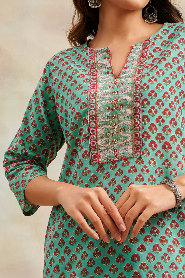 Green-Cotton-Hand-Block-Printed-Tunic