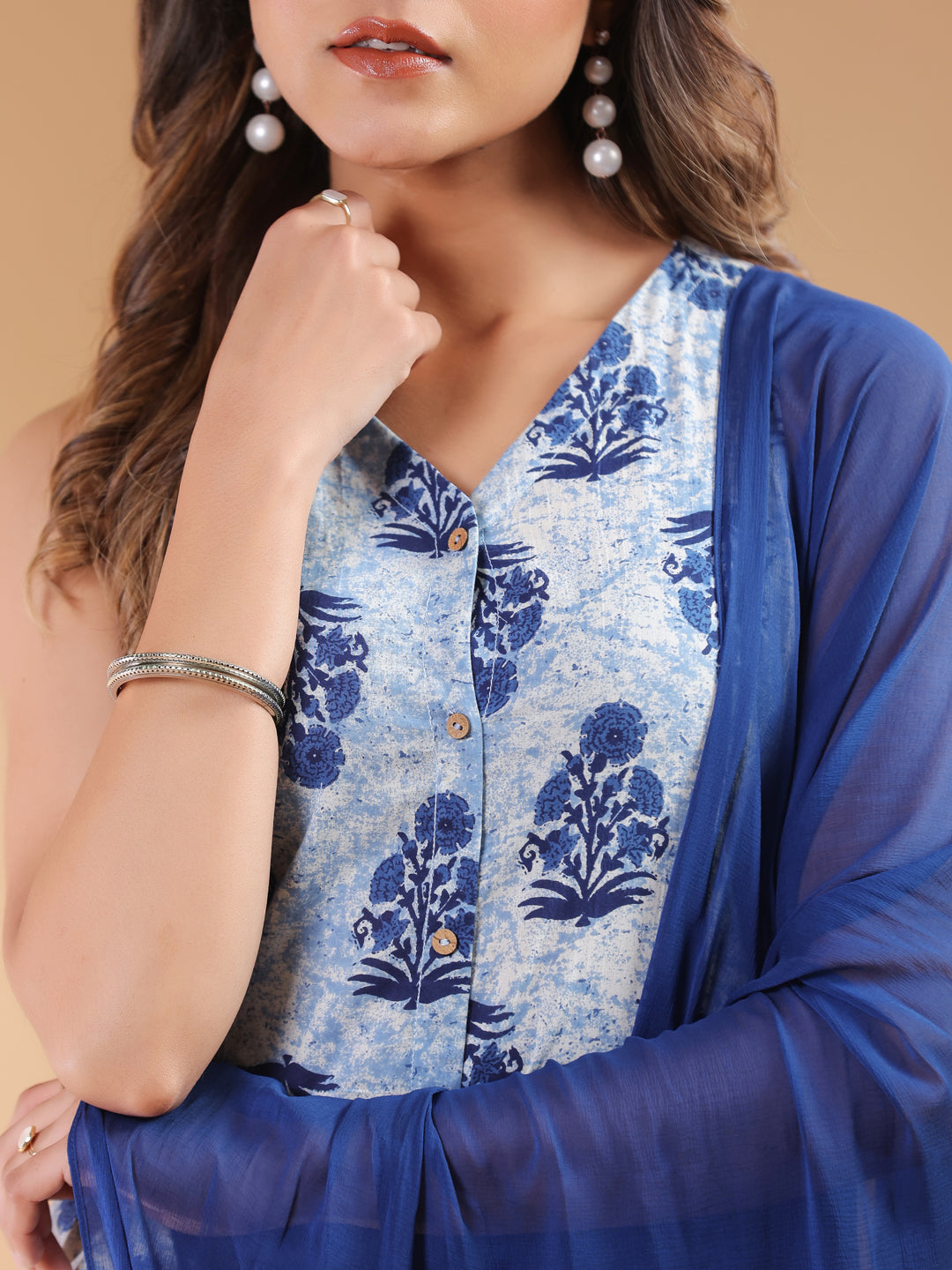 Indigo-Cotton-A-Line-Ethnic-Motifs-3-Piece-Kurta-Set