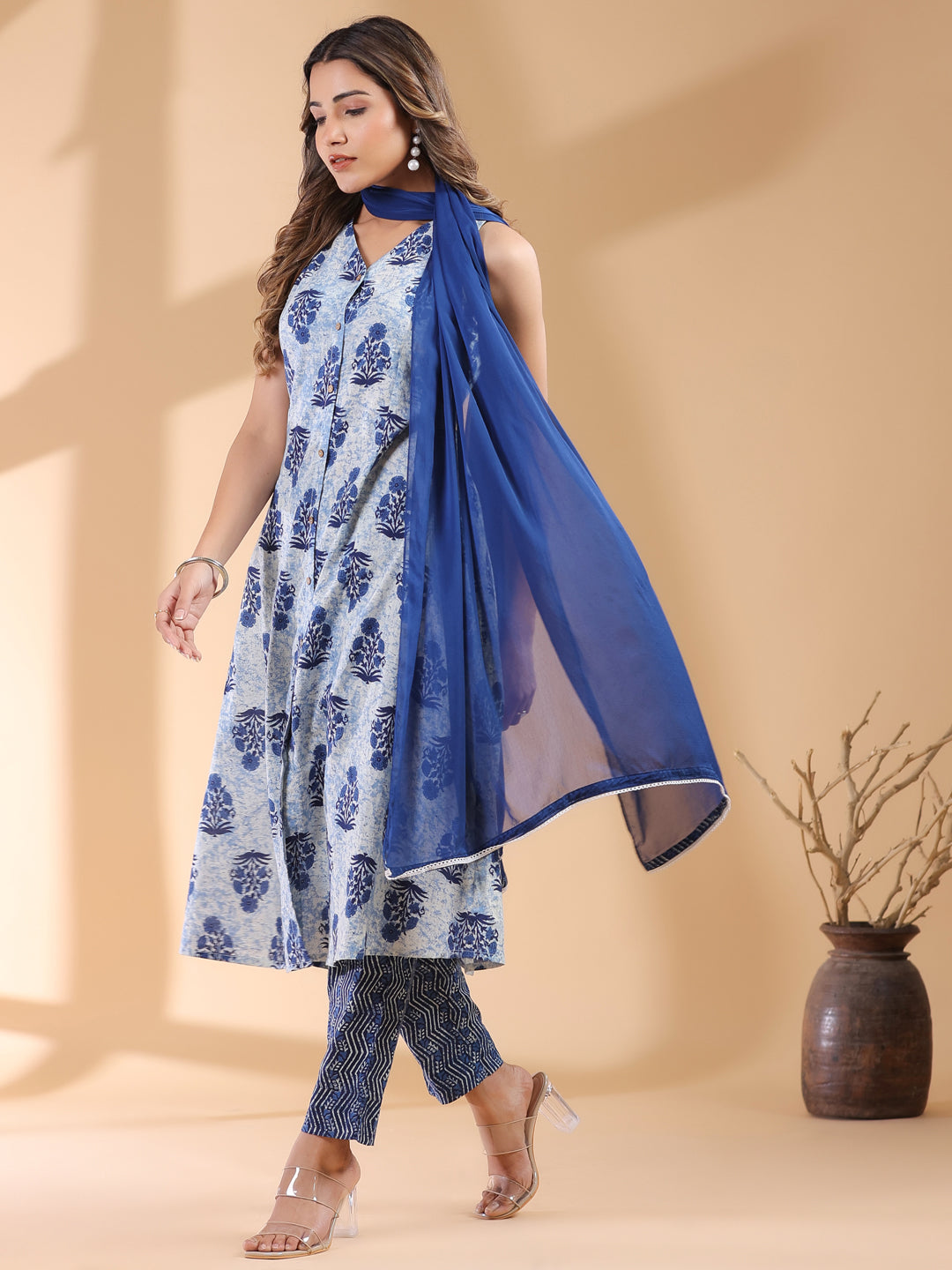 Indigo-Cotton-A-Line-Ethnic-Motifs-3-Piece-Kurta-Set