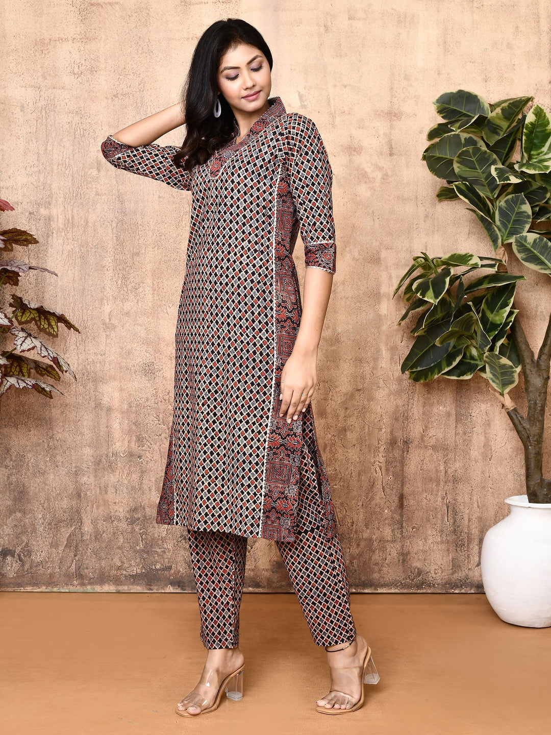 Iris-Black-Ajrakh-Cotton-2-Piece-Kurta-Set