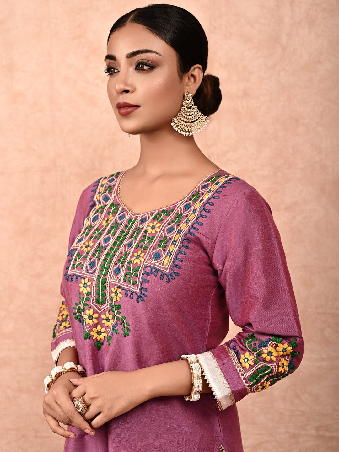 ZERESOUQ-Iris-Orchid-Purple-Amira-Silk-Kurta-Set-(Set-Of-2)