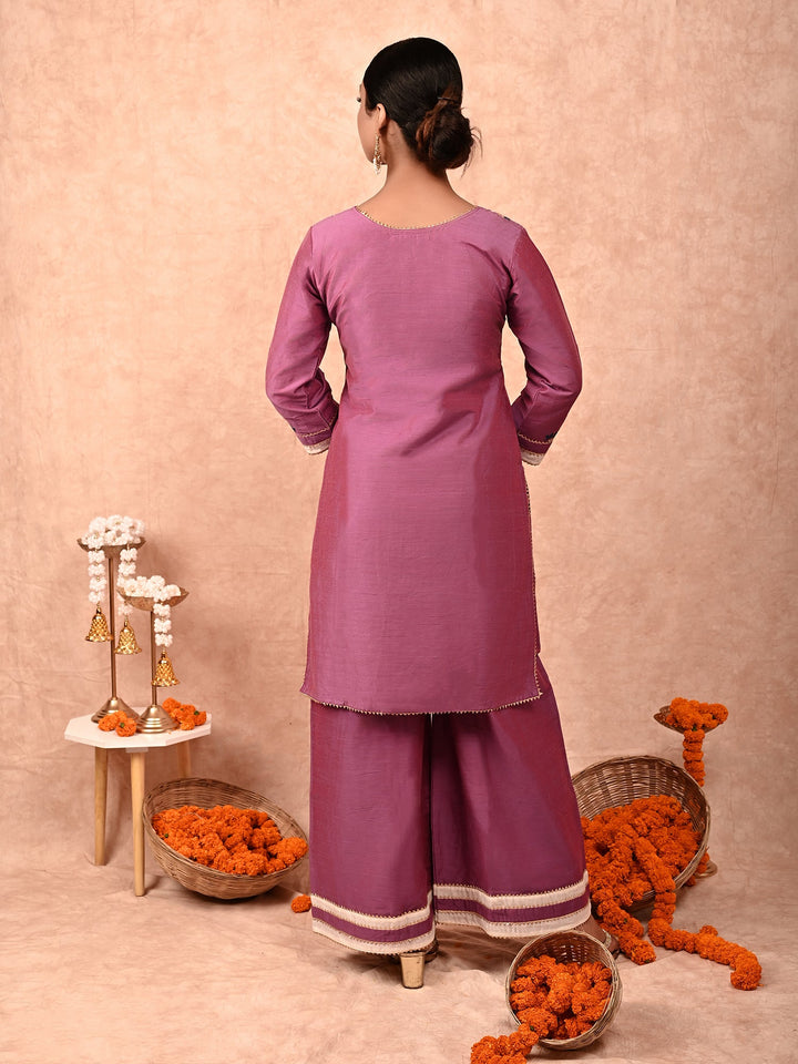 ZERESOUQ-Iris-Orchid-Purple-Amira-Silk-Kurta-Set-(Set-Of-2)