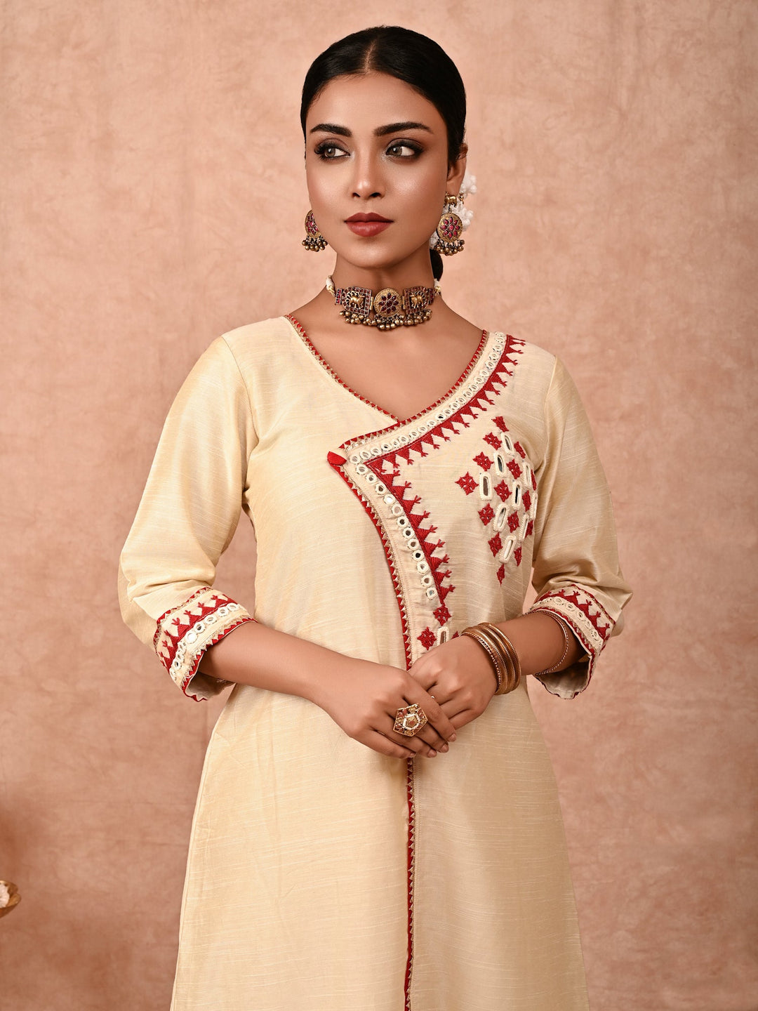 ZERESOUQ-Ivory-Ahilya-Cotton-Silk-Kurta-Set-(Set-Of-2)